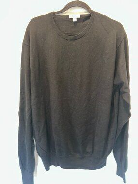 Peter Millar Men's Black Merino Wool Silk Crewneck Sweater